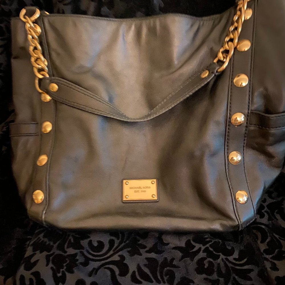 Michael Kors Black Lambskin Leather Satchel